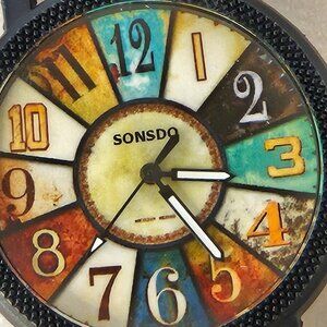 Colorful Art Filled Men's Watch with Leather Strap